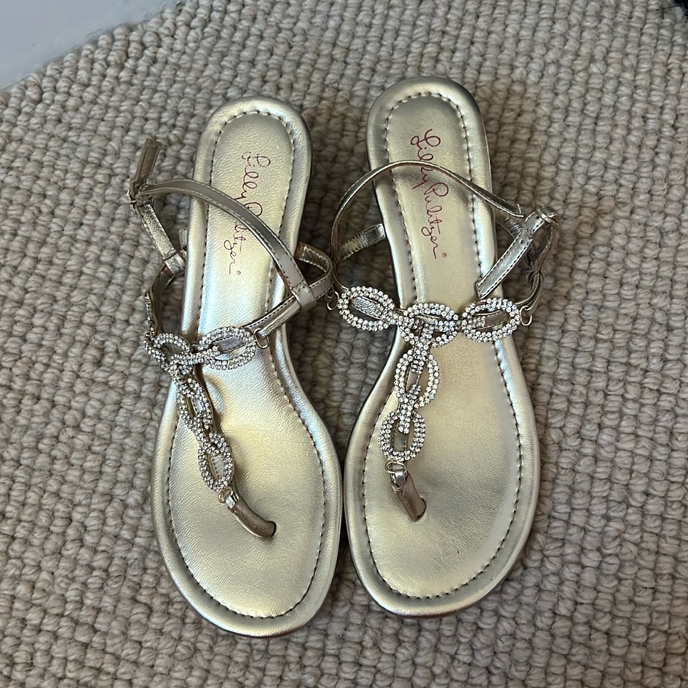 Lilly Pulitzer gold sandals size 8